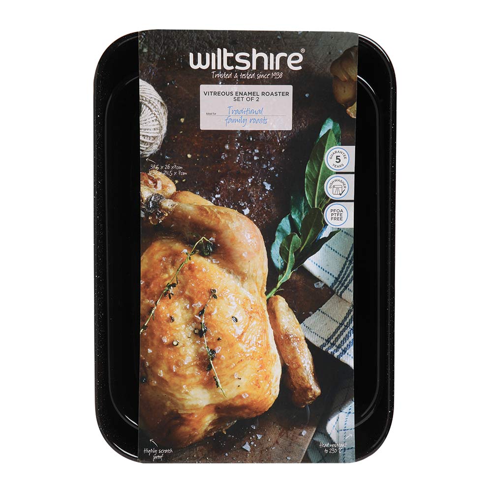 Wiltshire Vitreous Enamel Duo Roaster Set 38.5cm & 32cm