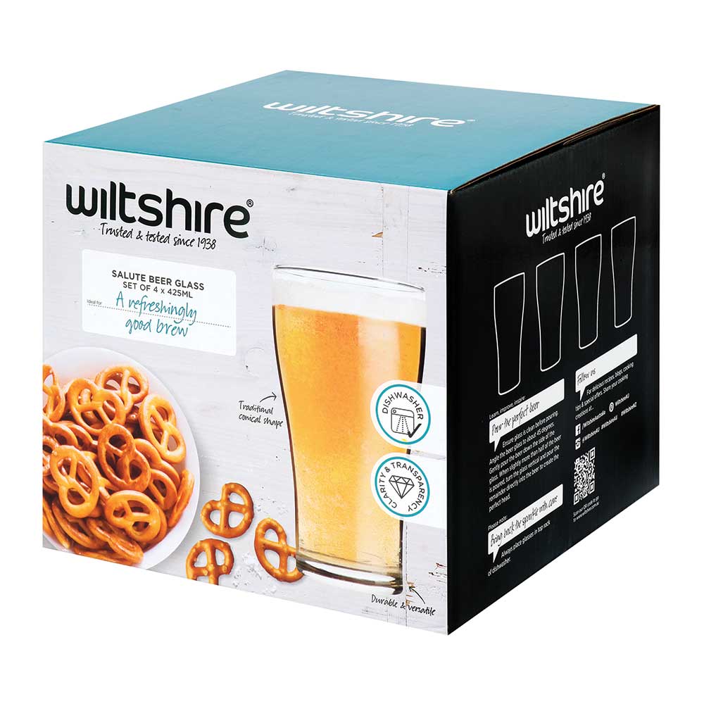 Wiltshire Salute 425ml Beer Glasses 4 Piece Set