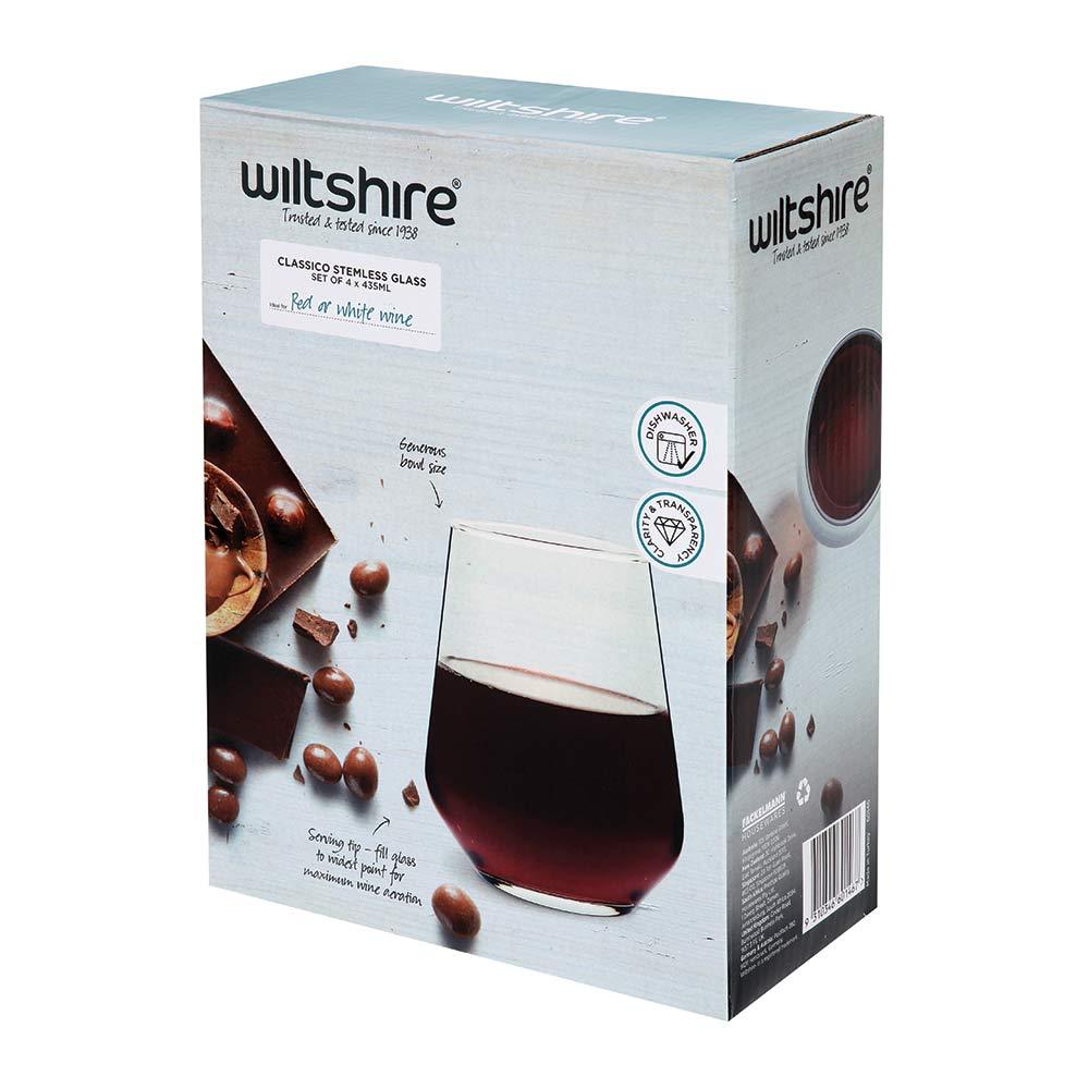 Wiltshire Classico 435ml Stemless Glasses 4 Piece Set
