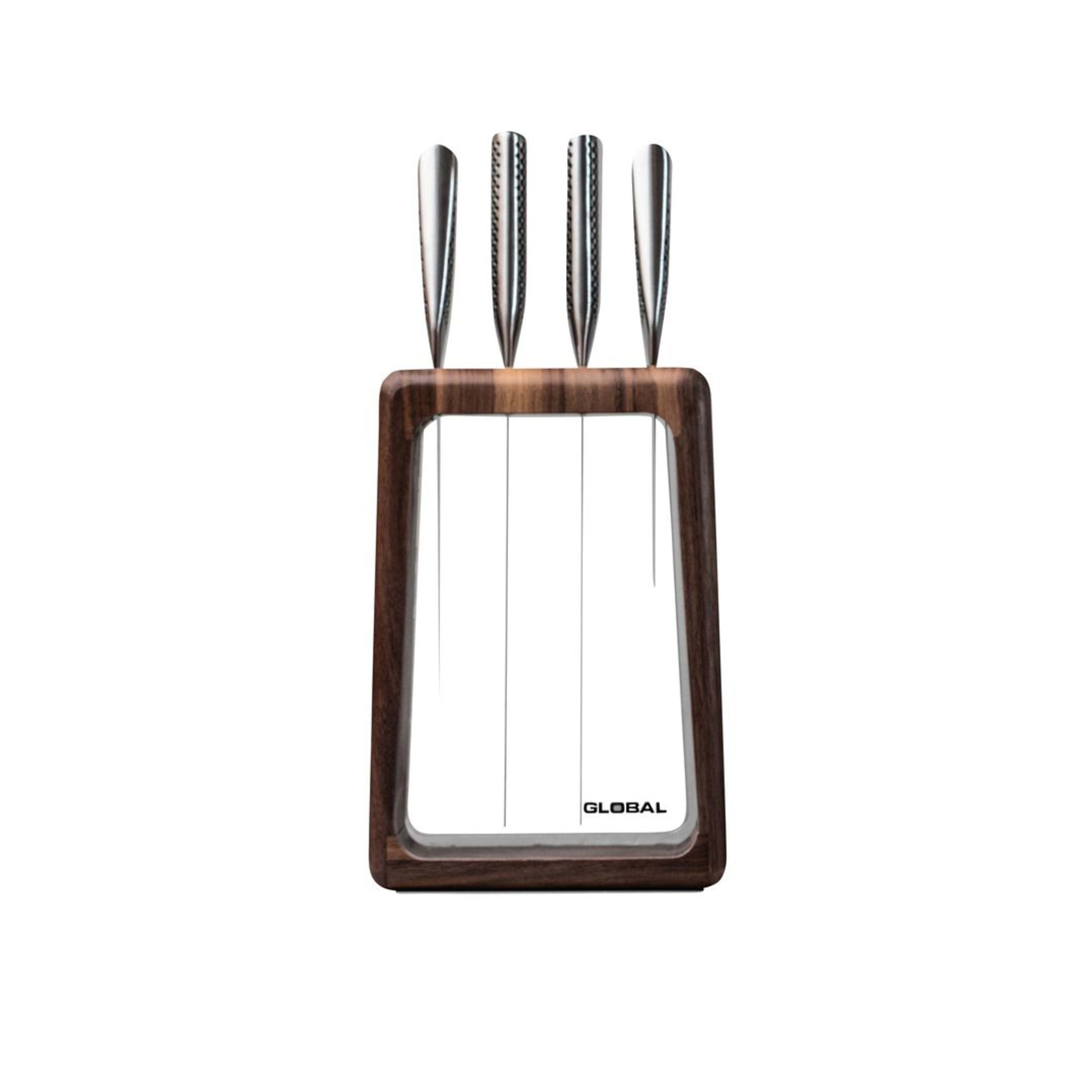 Global Hashira 5 Piece Knife Block - Walnut