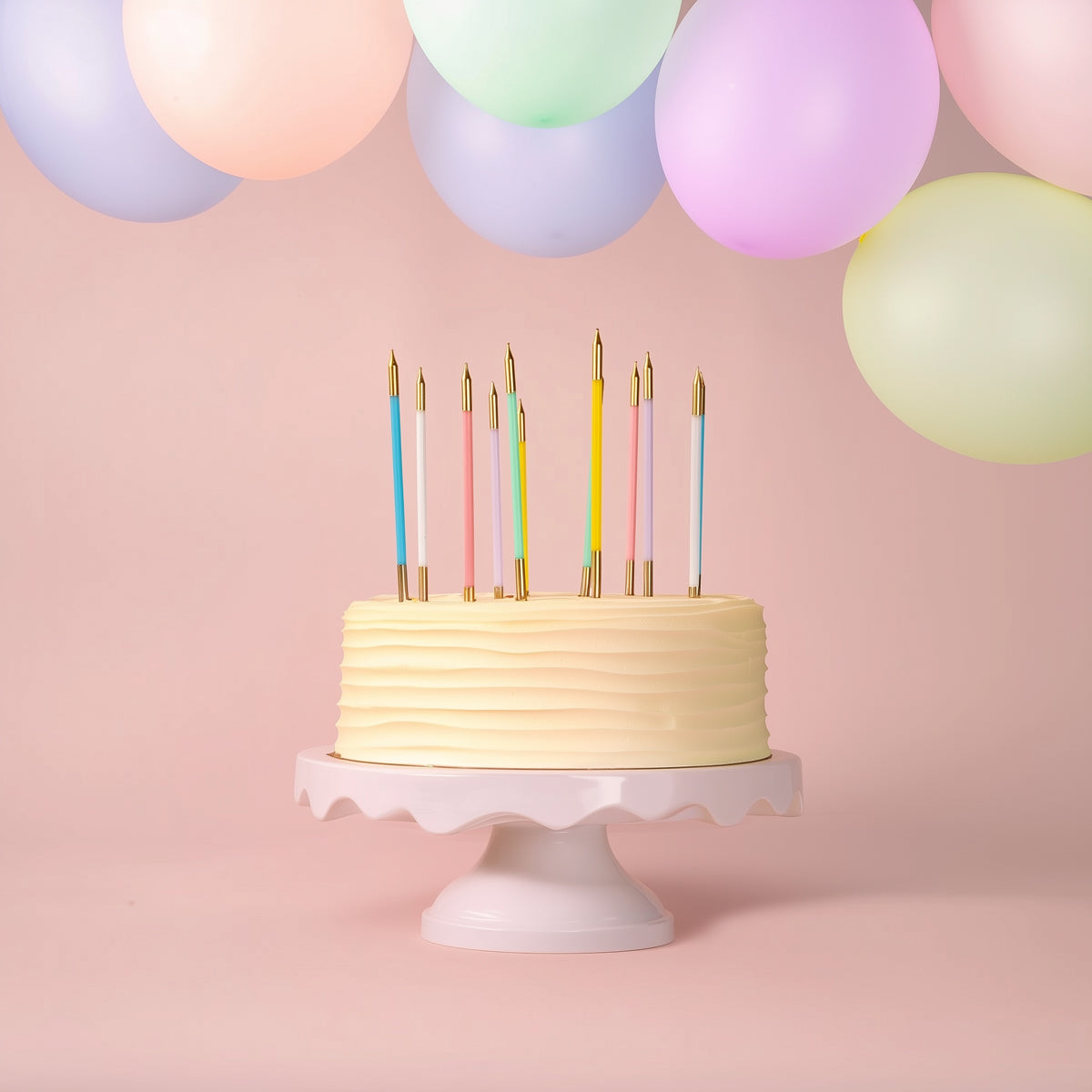 Cake & Candle Double Dipped Cake Candles Gold & Pastel Mix 15cm 12 Pack