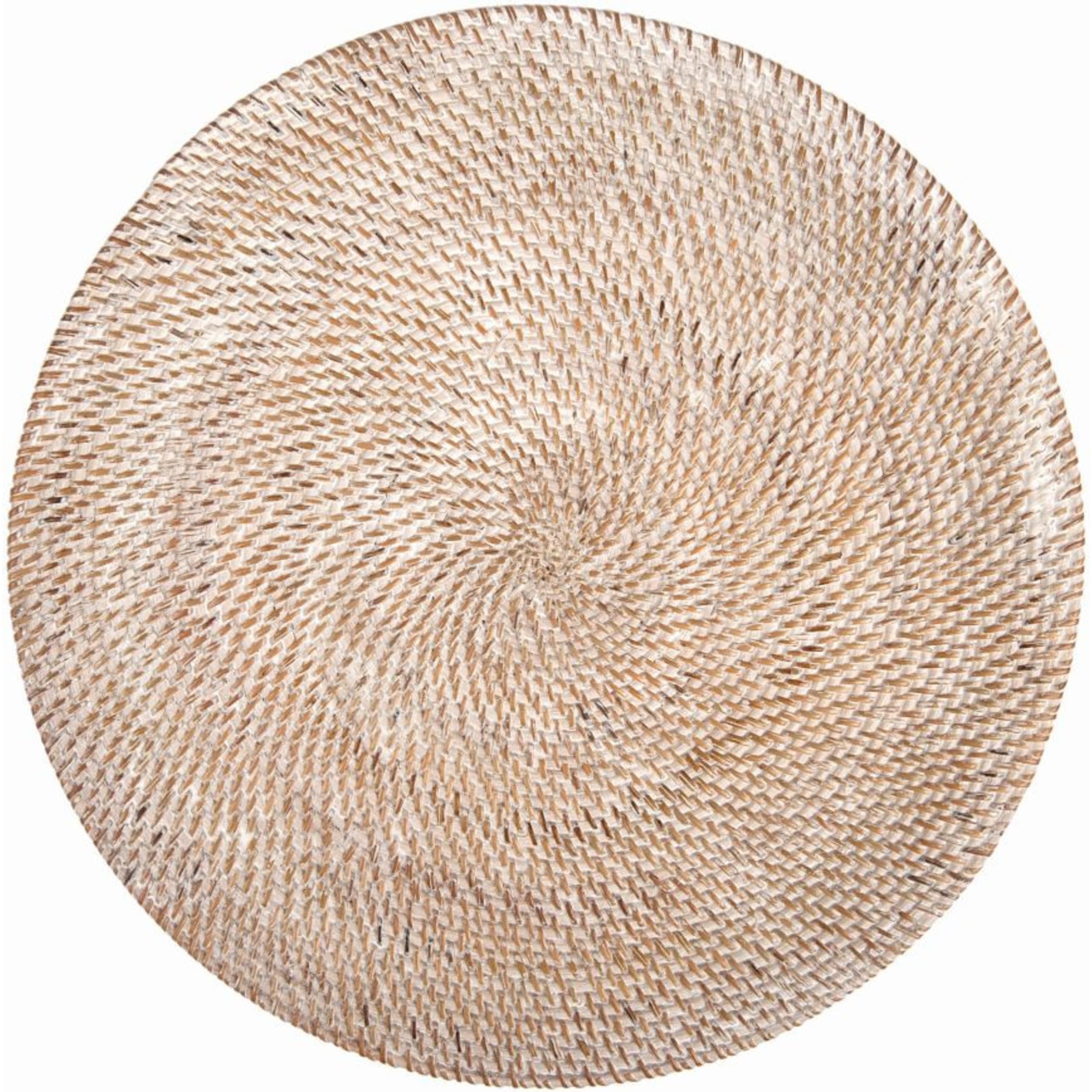 Cinnamon Rattan Round Placemat White