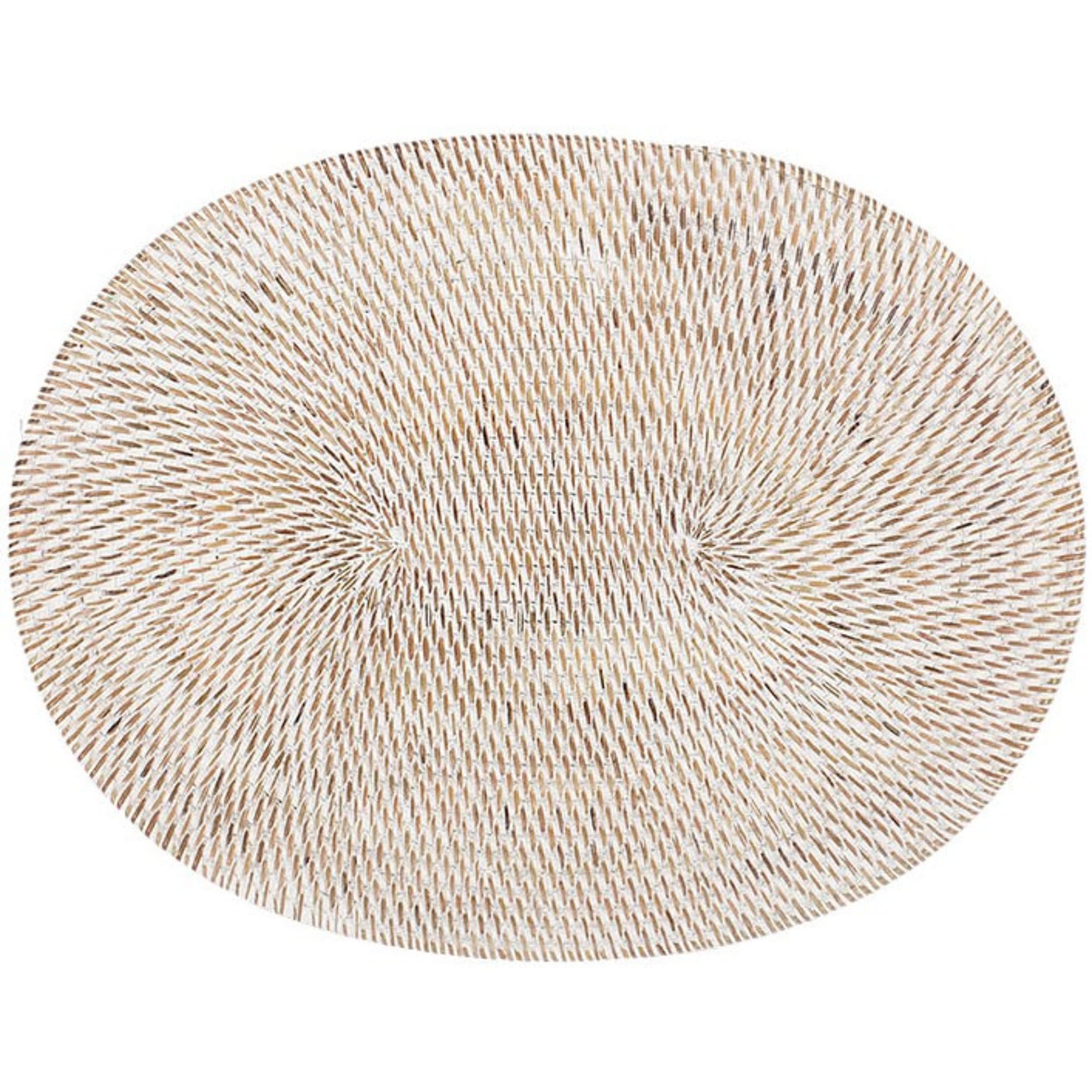 Cinnamon Rattan Oval Placemat White