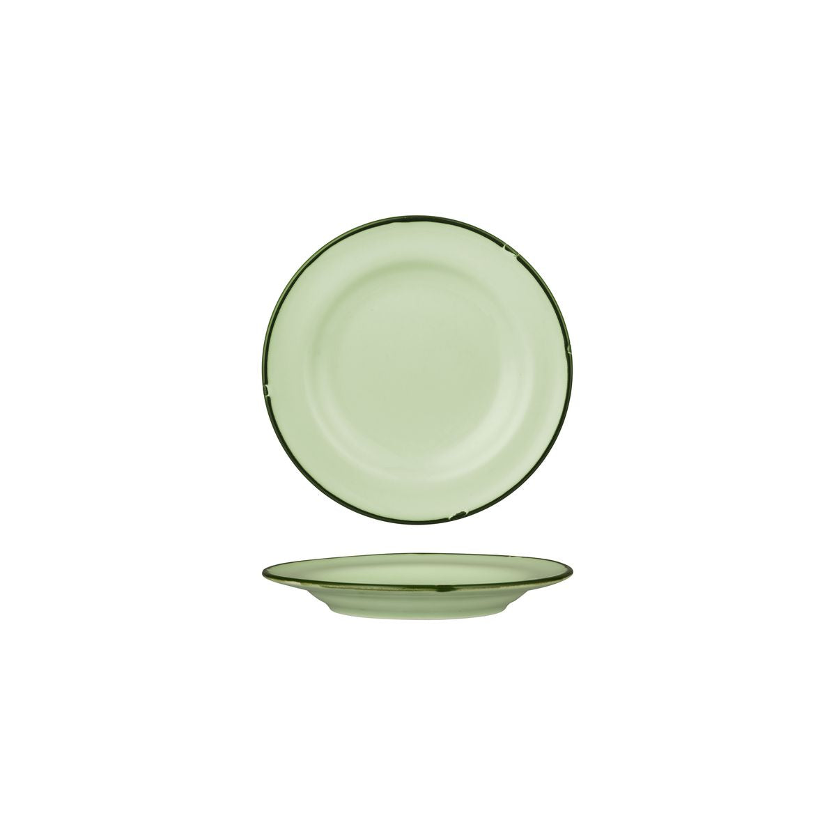 Luzerne TinTin Green with Green Line - Round Plate - Wide Rim (170mm Ø)