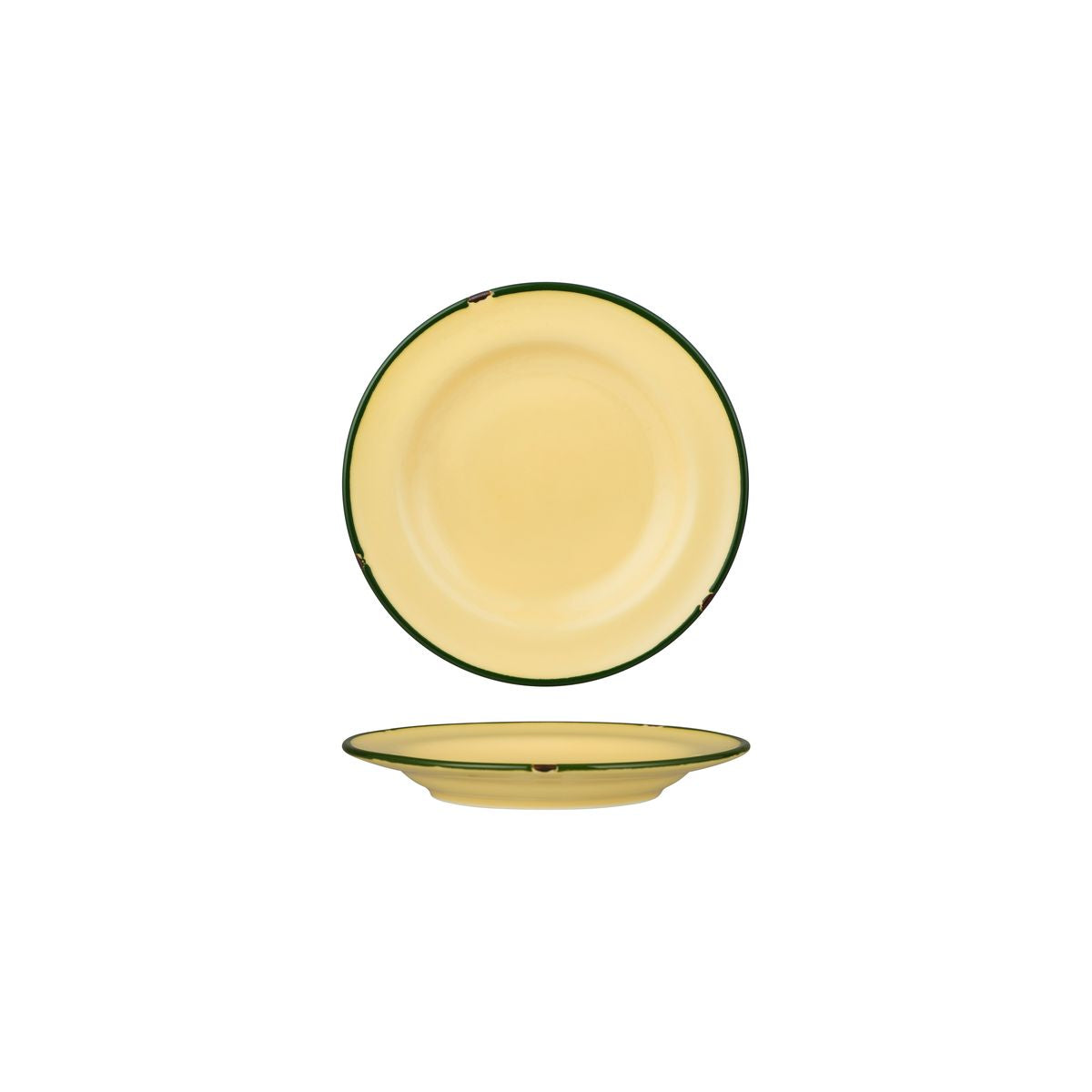 Luzerne TinTin Sand with Green Line - Round Plate - Wide Rim (170mm Ø)