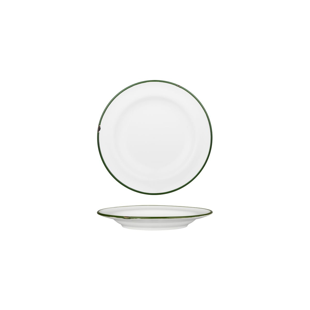 Luzerne TinTin White with Green Line - Round Plate - Wide Rim (170mm Ø)