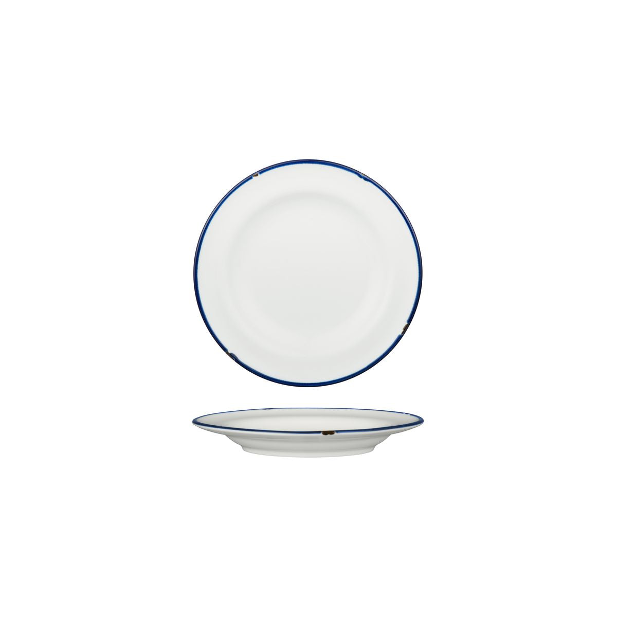 Luzerne TinTin White with Navy Line - Round Plate - Wide Rim (170mm Ø)