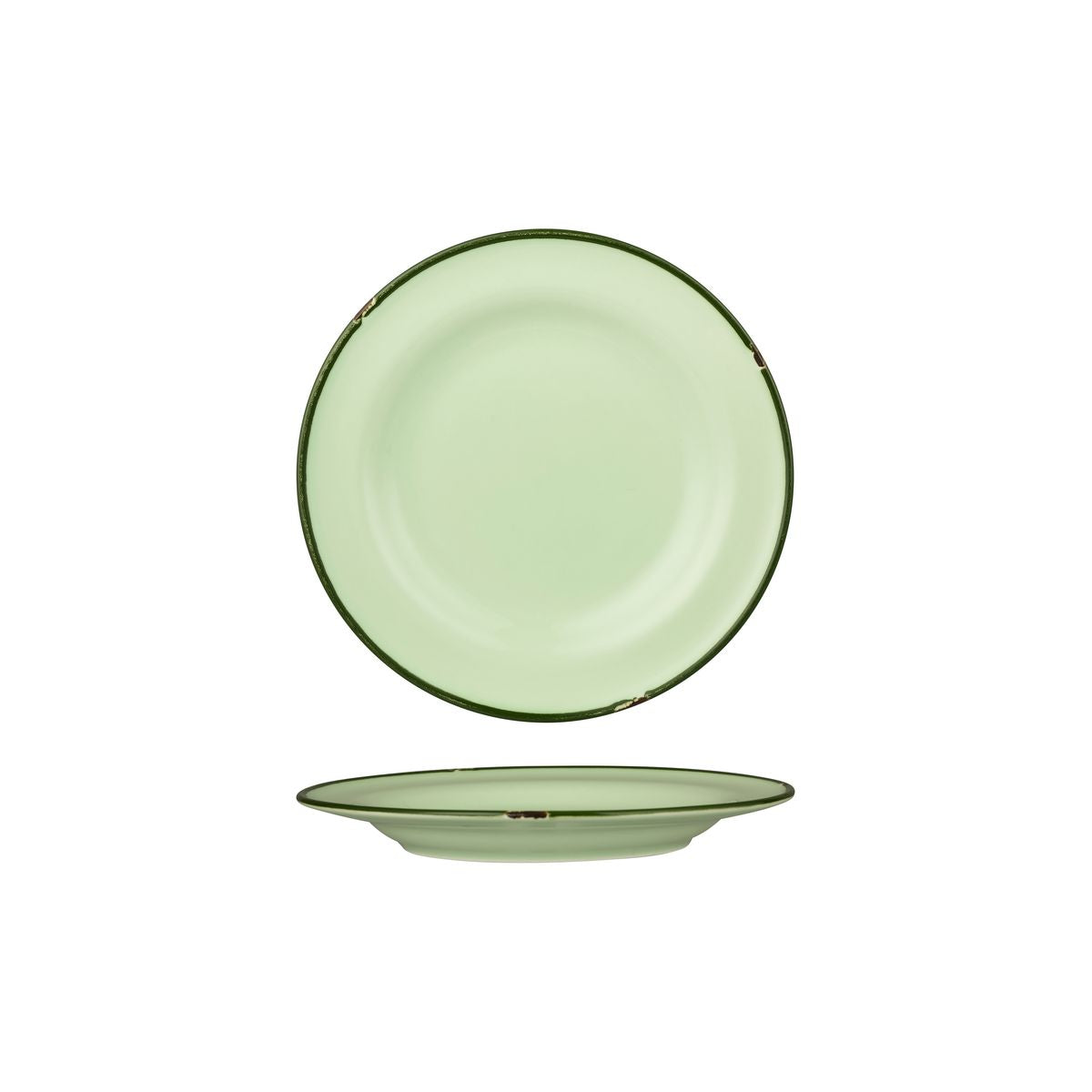 Luzerne TinTin Green with Green Line - Round Plate - Wide Rim (210mm Ø)