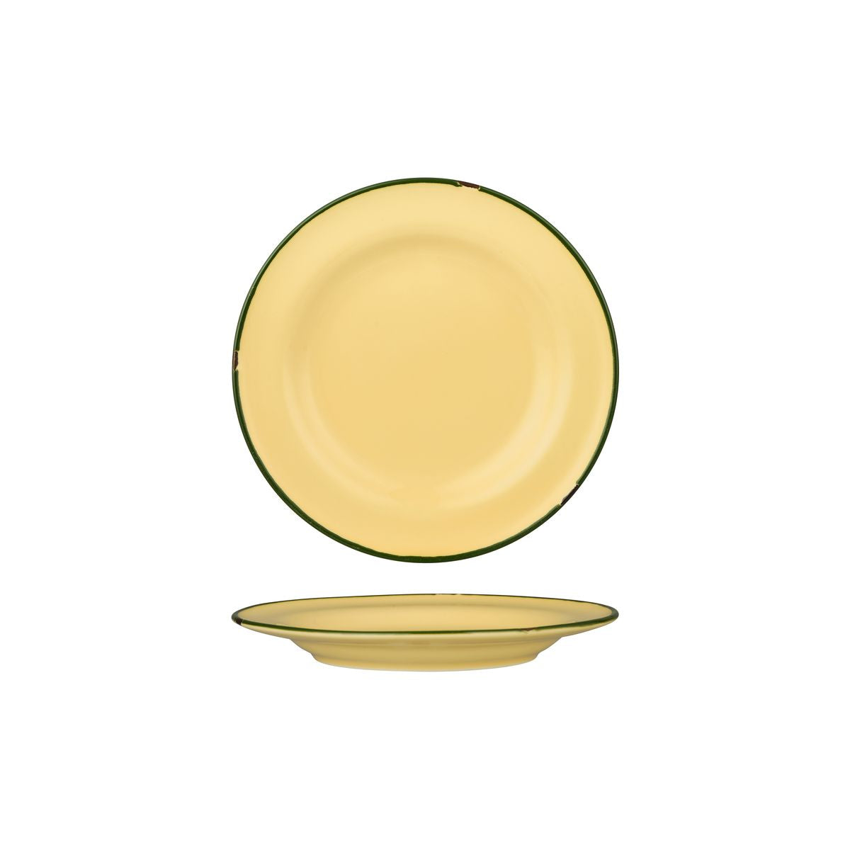 Luzerne TinTin Sand with Green Line - Round Plate - Wide Rim (210mm Ø)