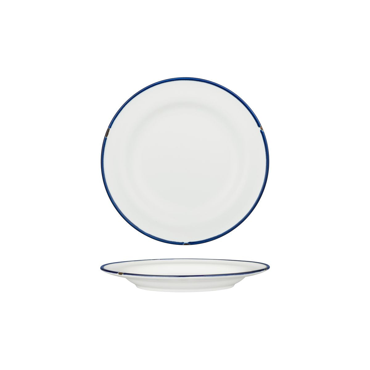 Luzerne TinTin White with Navy Line - Round Plate - Wide Rim (210mm Ø)
