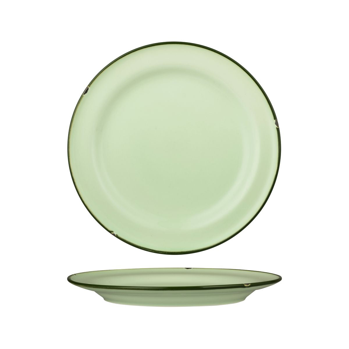 Luzerne TinTin Green with Green Line - Round Plate - Wide Rim (270mm Ø)