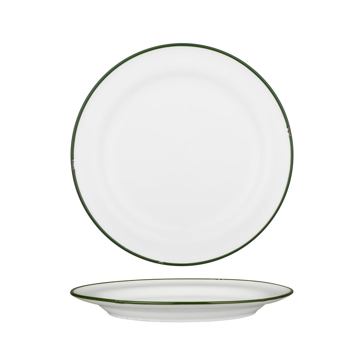 Luzerne TinTin White with Green Line - Round Plate - Wide Rim (270mm Ø)