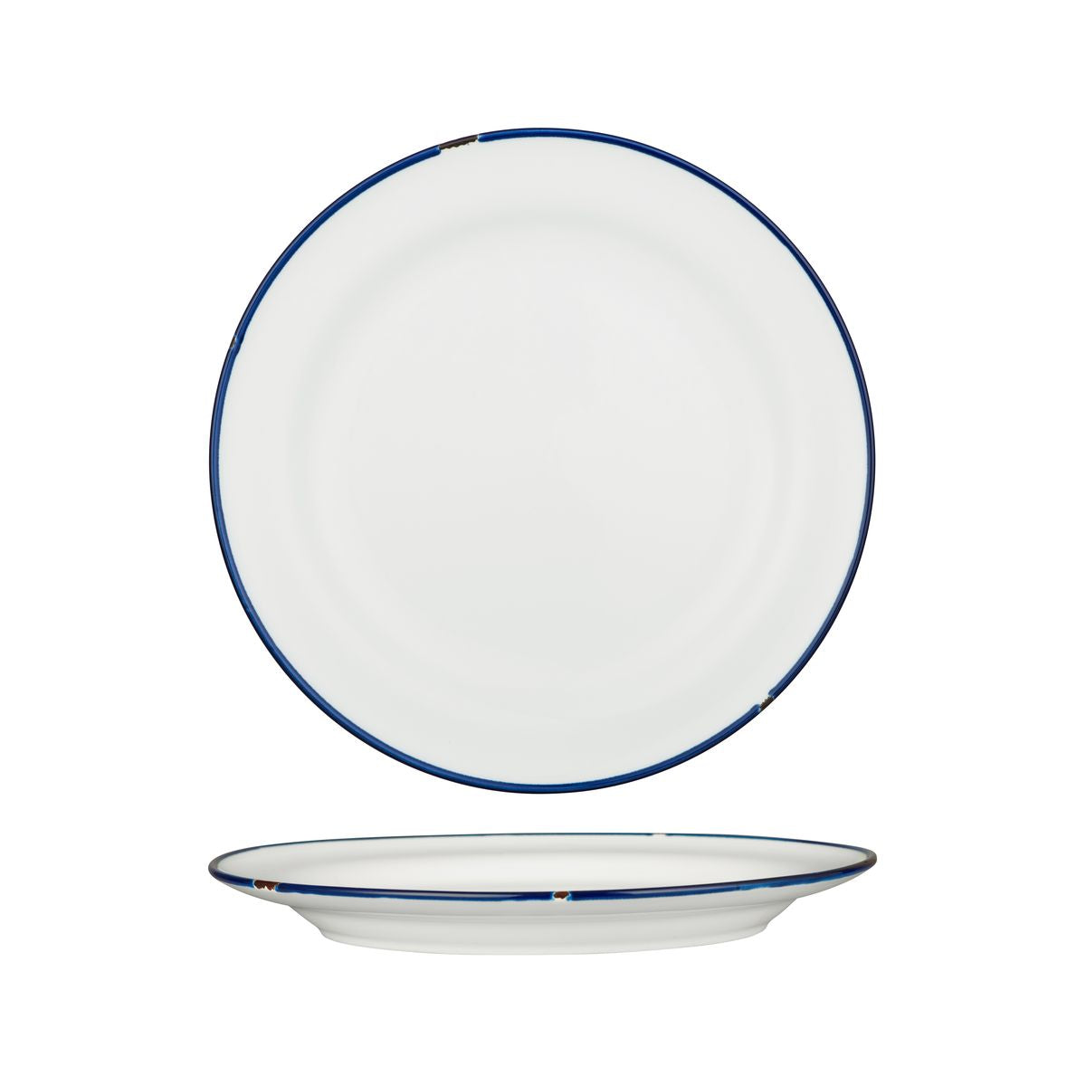 Luzerne TinTin White with Navy Line - Round Plate - Wide Rim (270mm Ø)