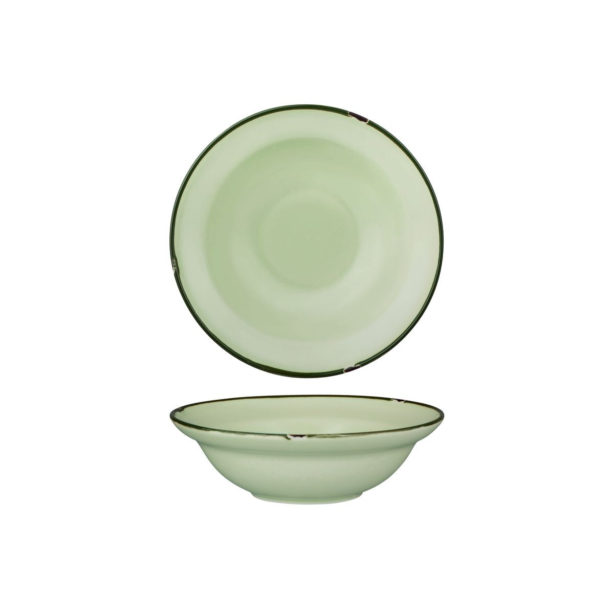 Luzerne TinTin Green with Green Line - Round Deep Bowl (190mm Ø 380ml)