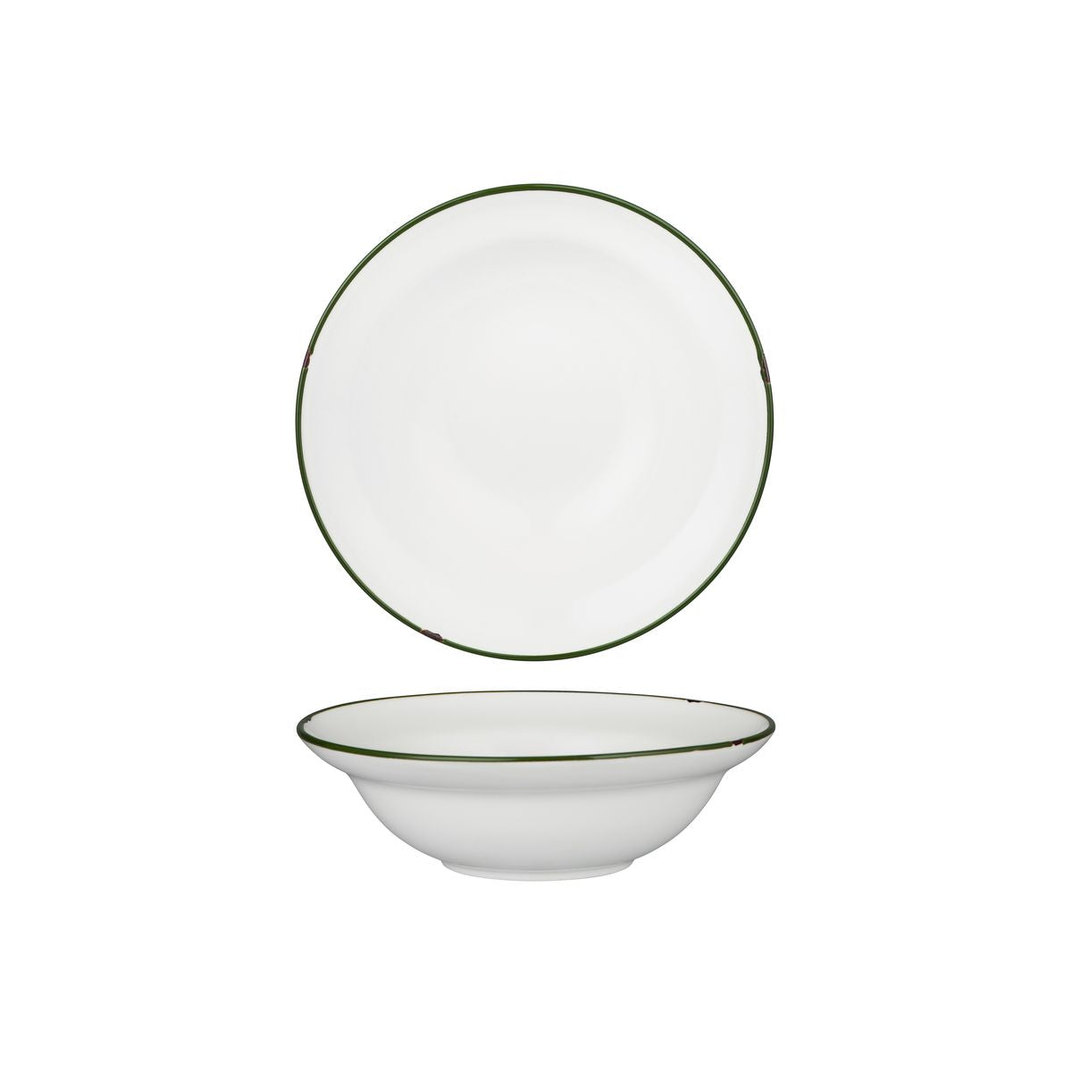 Luzerne TinTin White with Green Line - Round Deep Bowl (190mm Ø 380ml)