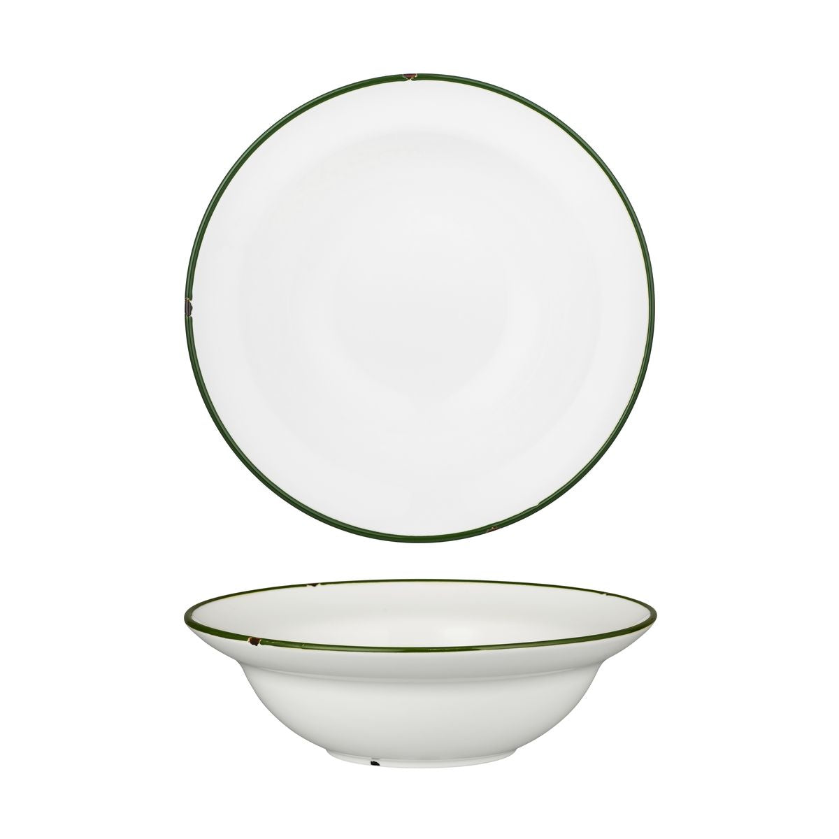 Luzerne TinTin White with Green Line - Round Deep Bowl (240mm Ø 830ml)