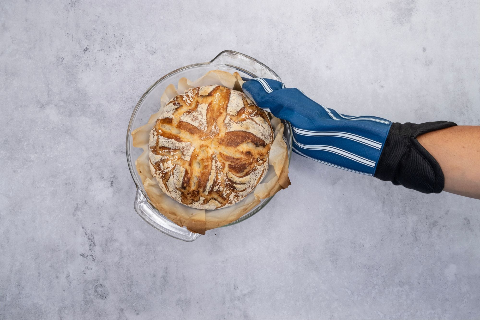 Cuisena Silicone & Fabric Oven Glove - Blue Stripe