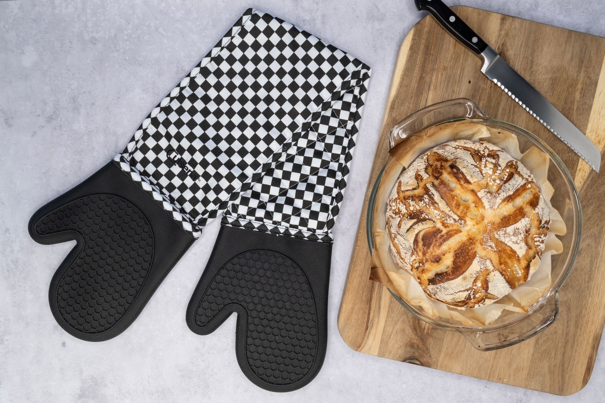 Cuisena Silicone & Fabric Double Glove - Black Check