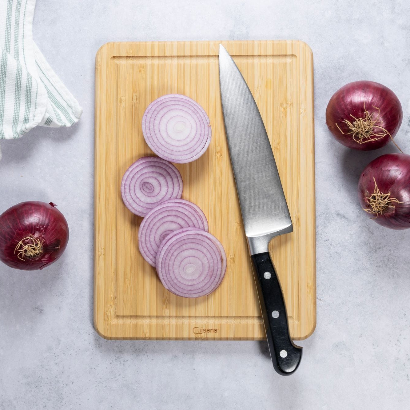 Cuisena Bamboo Grooved Cutting Board - 30cm x 22cm