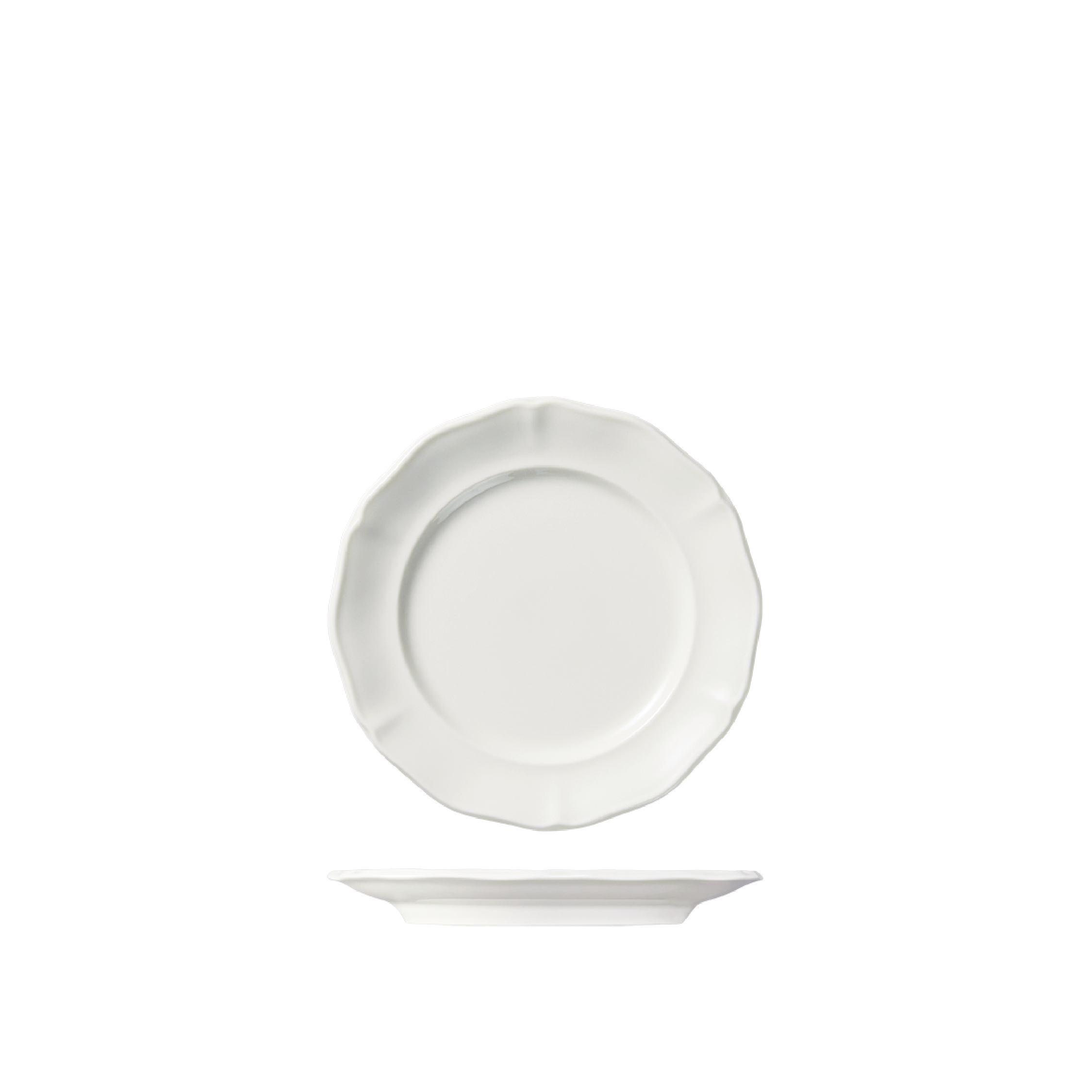 Luzerne Astoria Scalloped Round Plate - Wide Rim (170mm Ø - White)