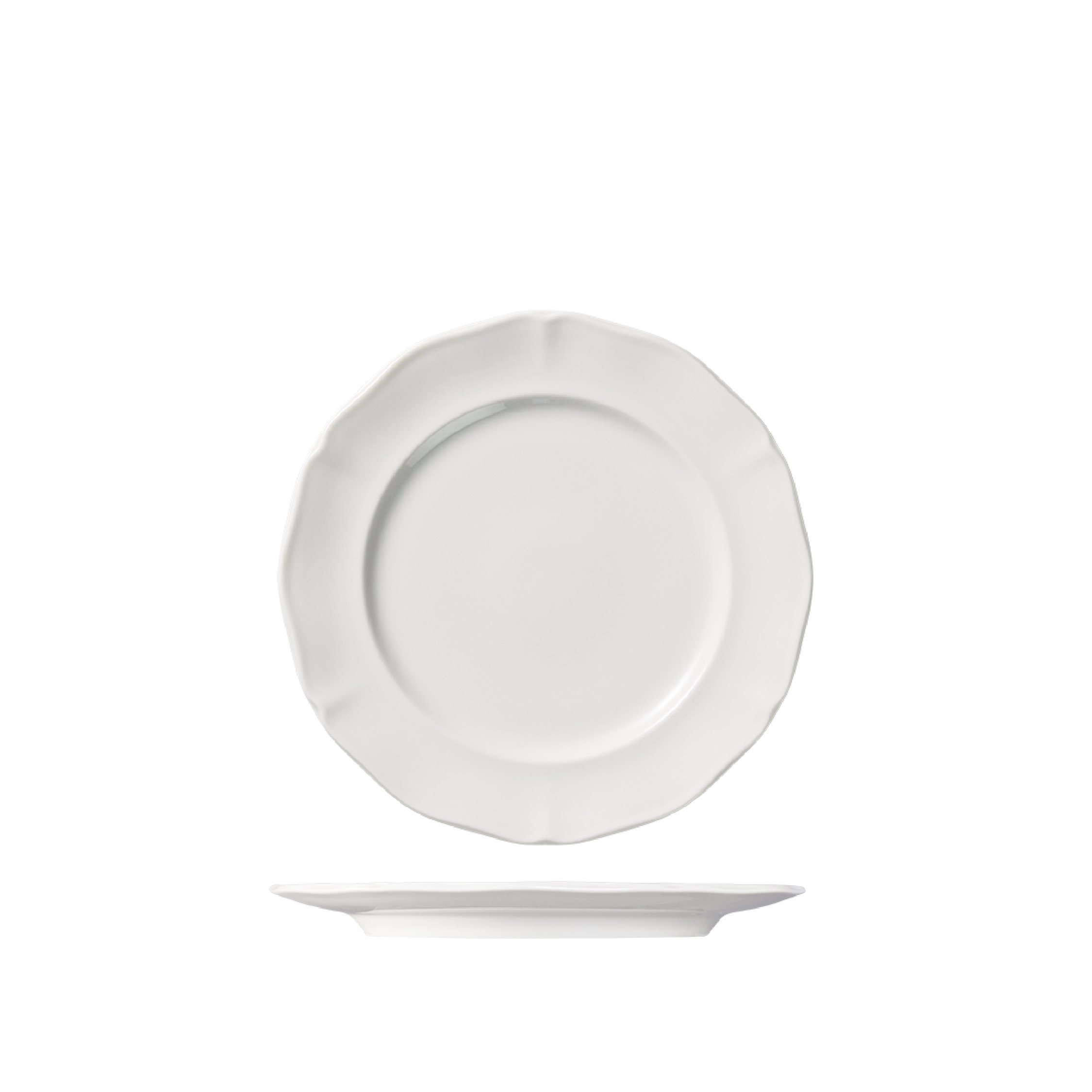 Luzerne Astoria Scalloped Round Plate - Wide Rim (210mm Ø - White)
