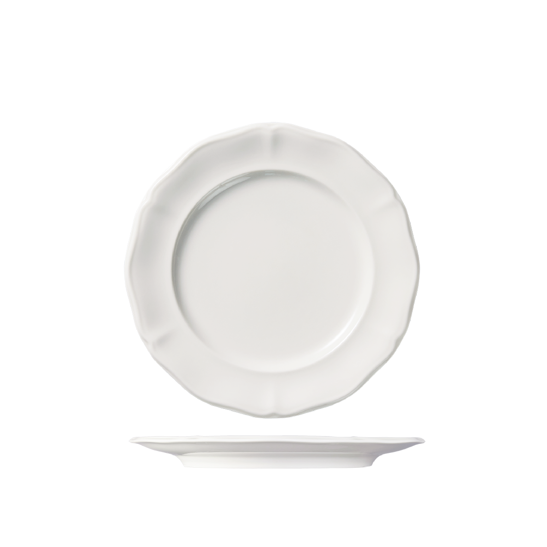 Luzerne Astoria Scalloped Round Plate - Wide Rim (230mm Ø - White)