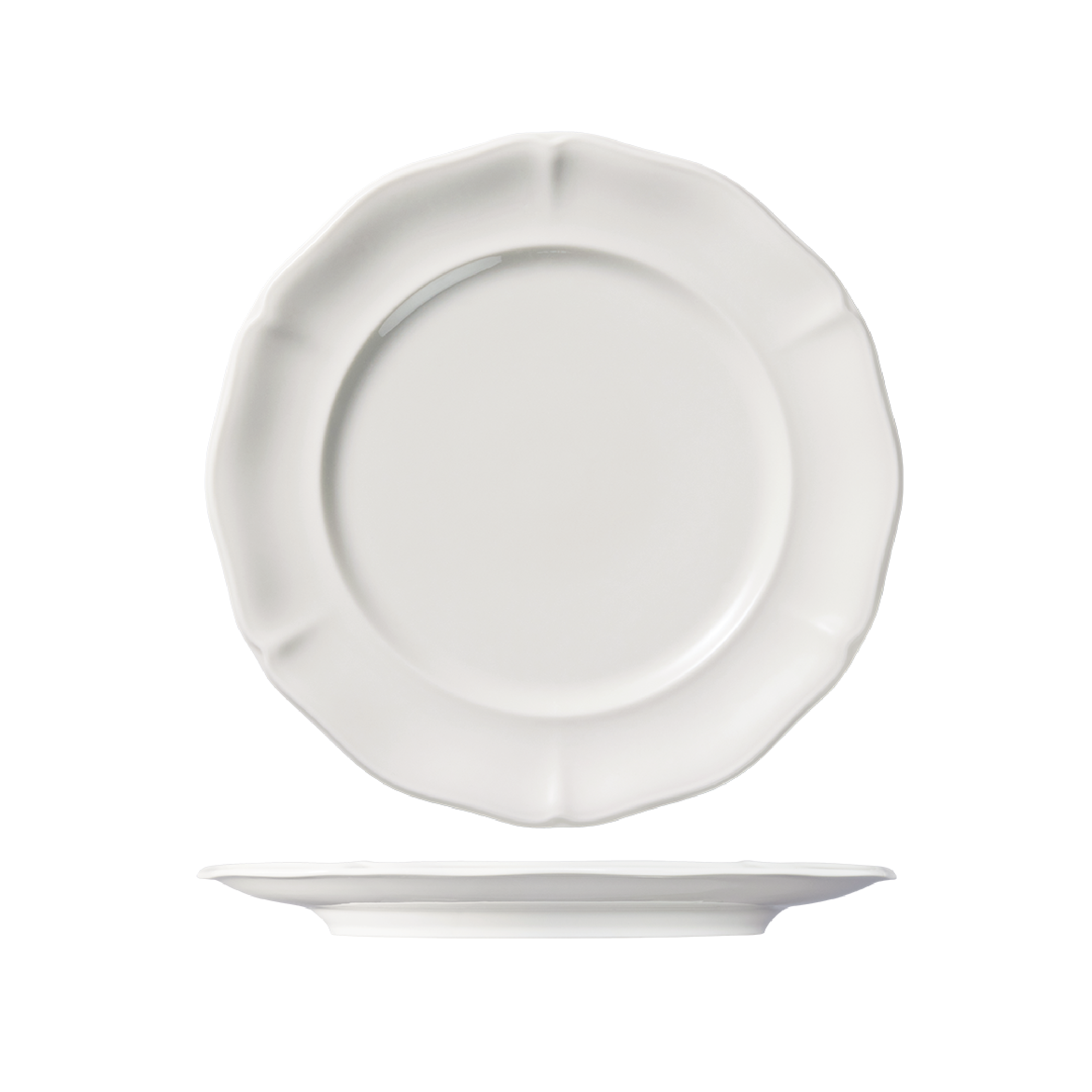 Luzerne Astoria Scalloped Round Plate - Wide Rim (270mm Ø - White)