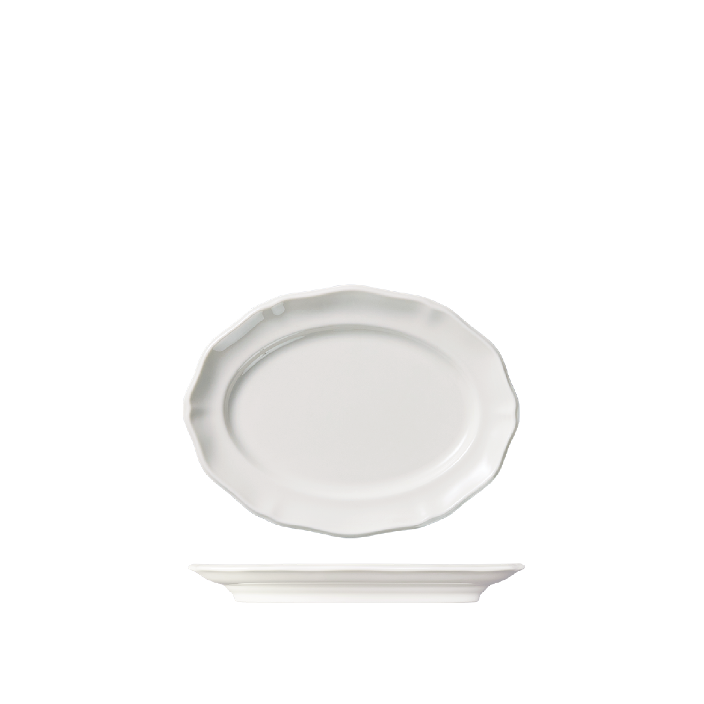 Luzerne Astoria Scalloped Oval Plate - Wide Rim (200mm - White)