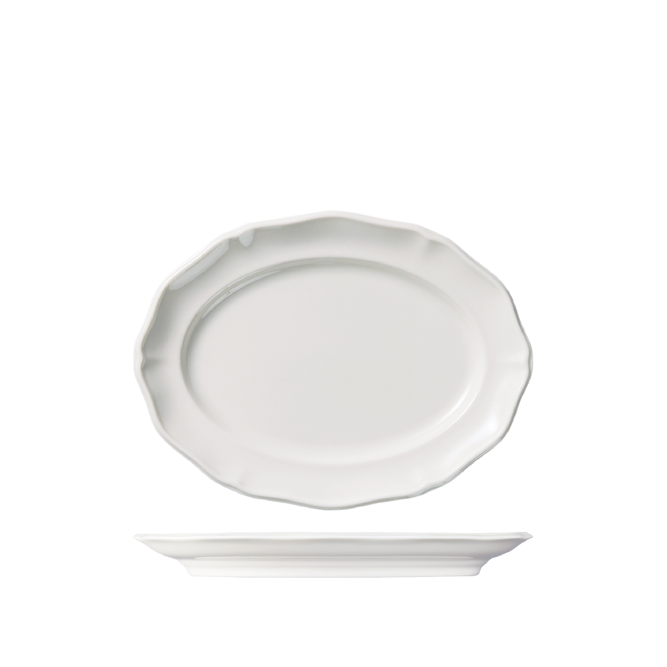 Luzerne Astoria Scalloped Oval Plate - Wide Rim (250mm - White)