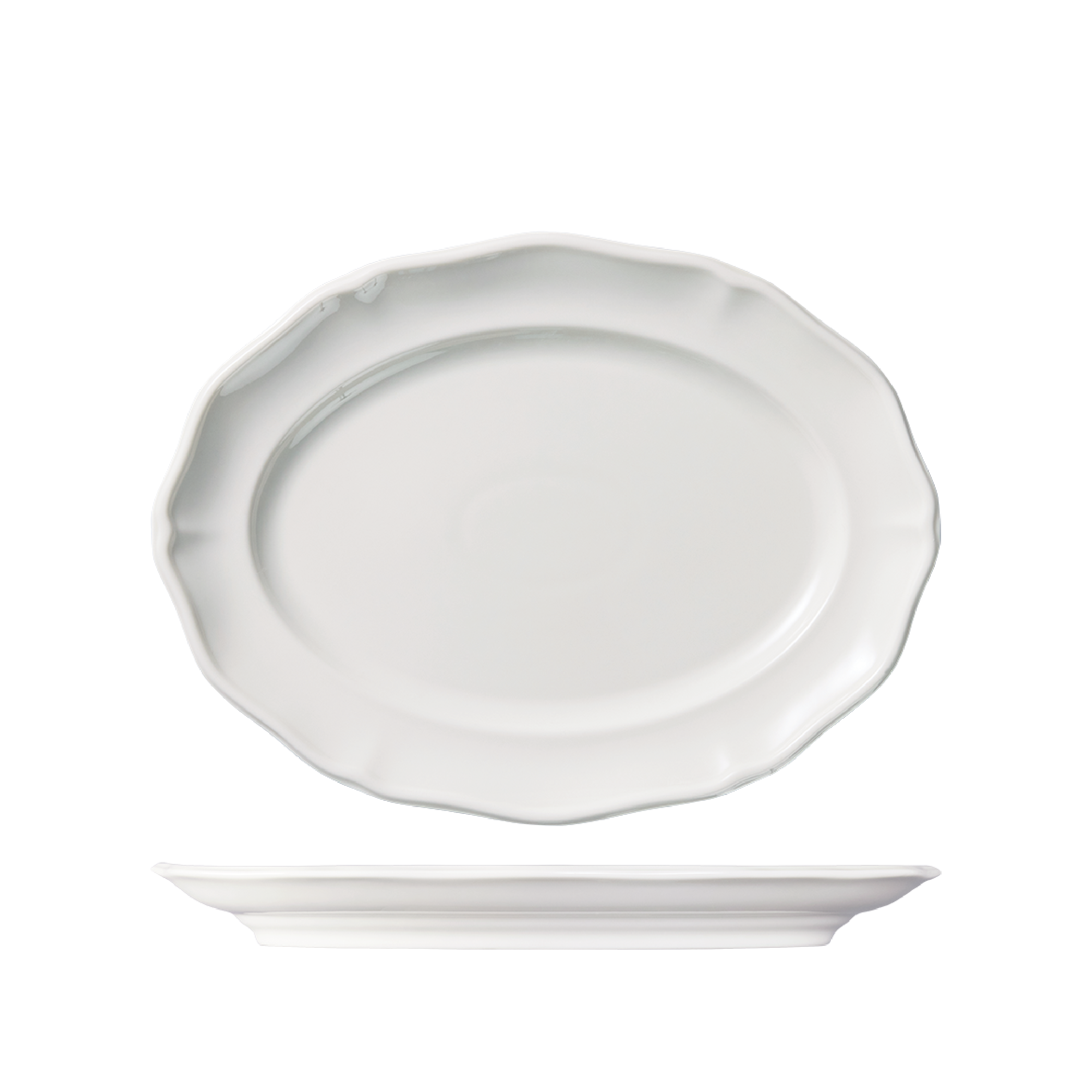 Luzerne Astoria Scalloped Oval Plate - Wide Rim (300mm - White)