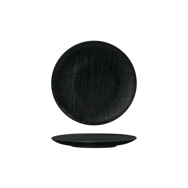 Luzerne Linen Matte Black Round Plate - Flat / Coupe (180mm Ø)