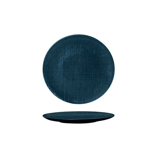 Luzerne Linen Matte Blue Round Plate - Flat / Coupe (180mm Ø - Navy Blue)