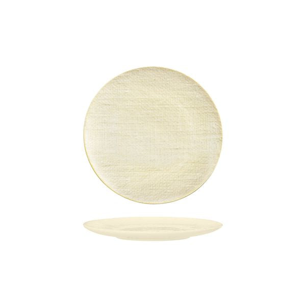Luzerne Linen Reactive White Round Plate - Flat / Coupe (180mm Ø)
