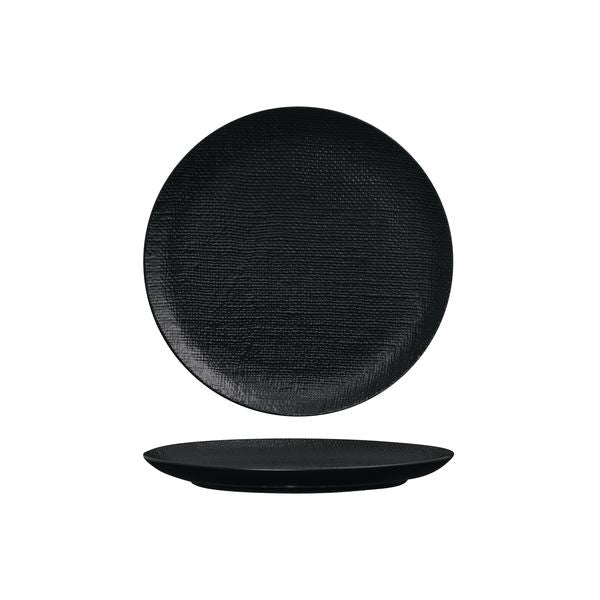 Luzerne Linen Matte Black Round Plate - Flat / Coupe (210mm Ø)