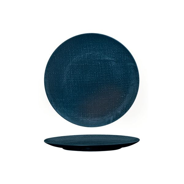 Luzerne Linen Matte Blue Round Plate - Flat / Coupe (210mm Ø - Navy Blue)