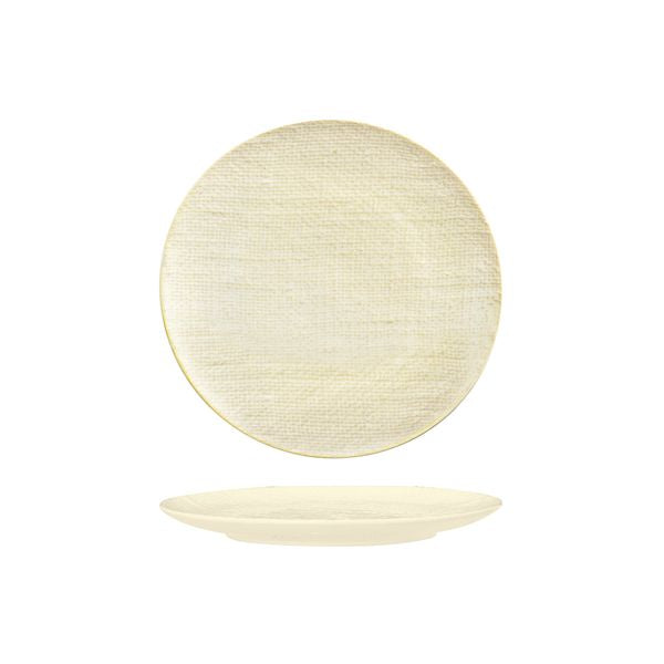 Luzerne Linen Reactive White Round Plate - Flat / Coupe (210mm Ø)