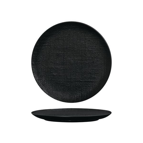 Luzerne Linen Matte Black Round Plate - Flat / Coupe (260mm Ø)