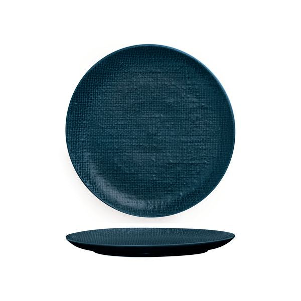 Luzerne Linen Matte Blue Round Plate - Flat / Coupe (260mm Ø - Navy Blue)