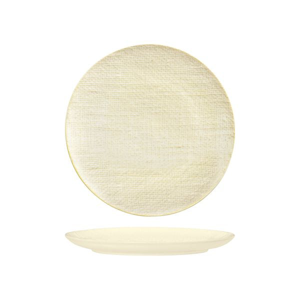 Luzerne Linen Reactive White Round Plate - Flat / Coupe (260mm Ø)
