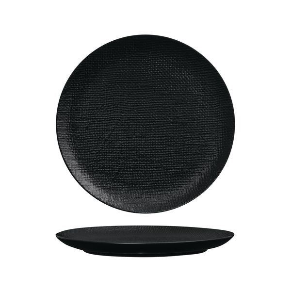 Luzerne Linen Matte Black Round Plate - Flat / Coupe (285mm Ø)