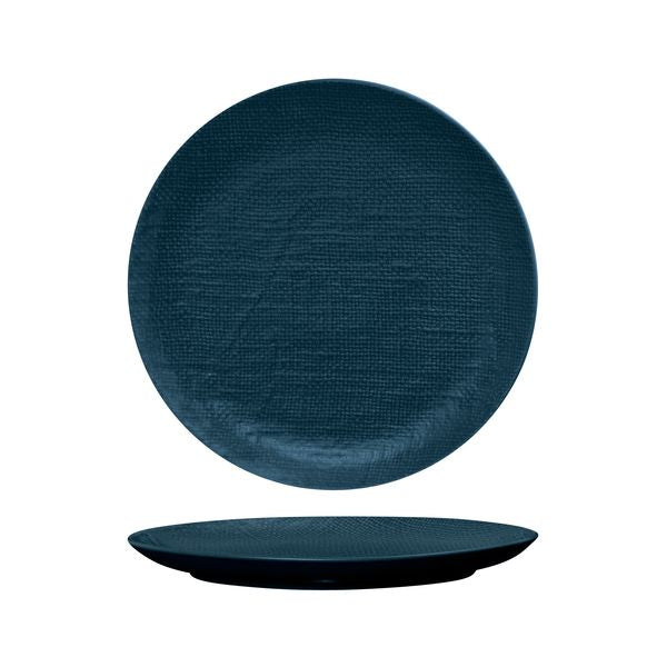 Luzerne Linen Matte Blue Round Plate - Flat / Coupe (285mm Ø - Navy Blue)
