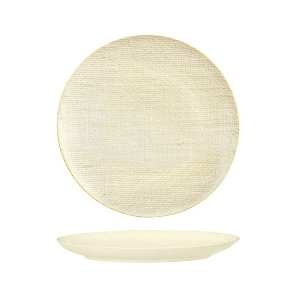 Luzerne Linen Reactive White Round Plate - Flat / Coupe (285mm Ø)