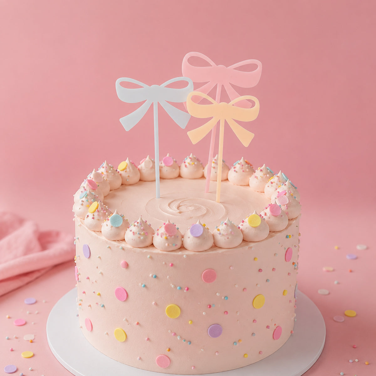 Cake & Candle Milkshake Bows Cake Topper Mixed 3 Bows