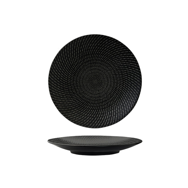 Luzerne Zen Black Swirl Round Coupe Plate (205mm Ø)