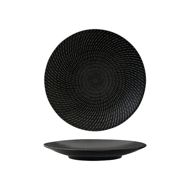 Luzerne Zen Black Swirl Round Coupe Plate (235mm Ø)