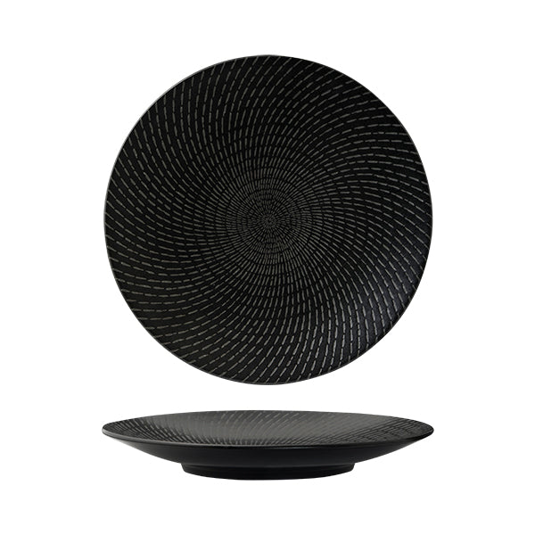 Luzerne Zen Black Swirl Round Coupe Plate (275mm Ø)