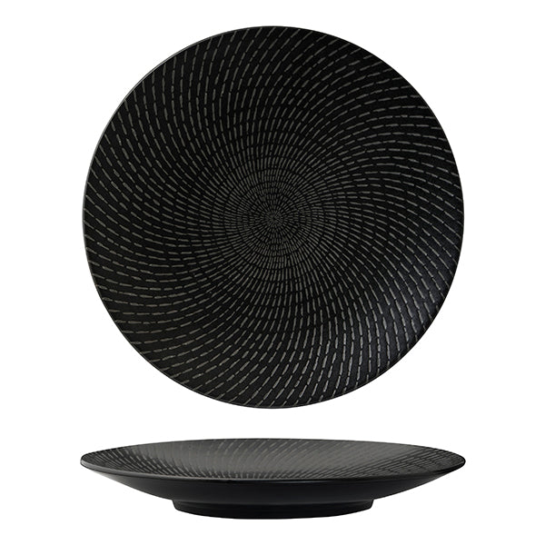 Luzerne Zen Black Swirl Round Coupe Plate (310mm Ø)