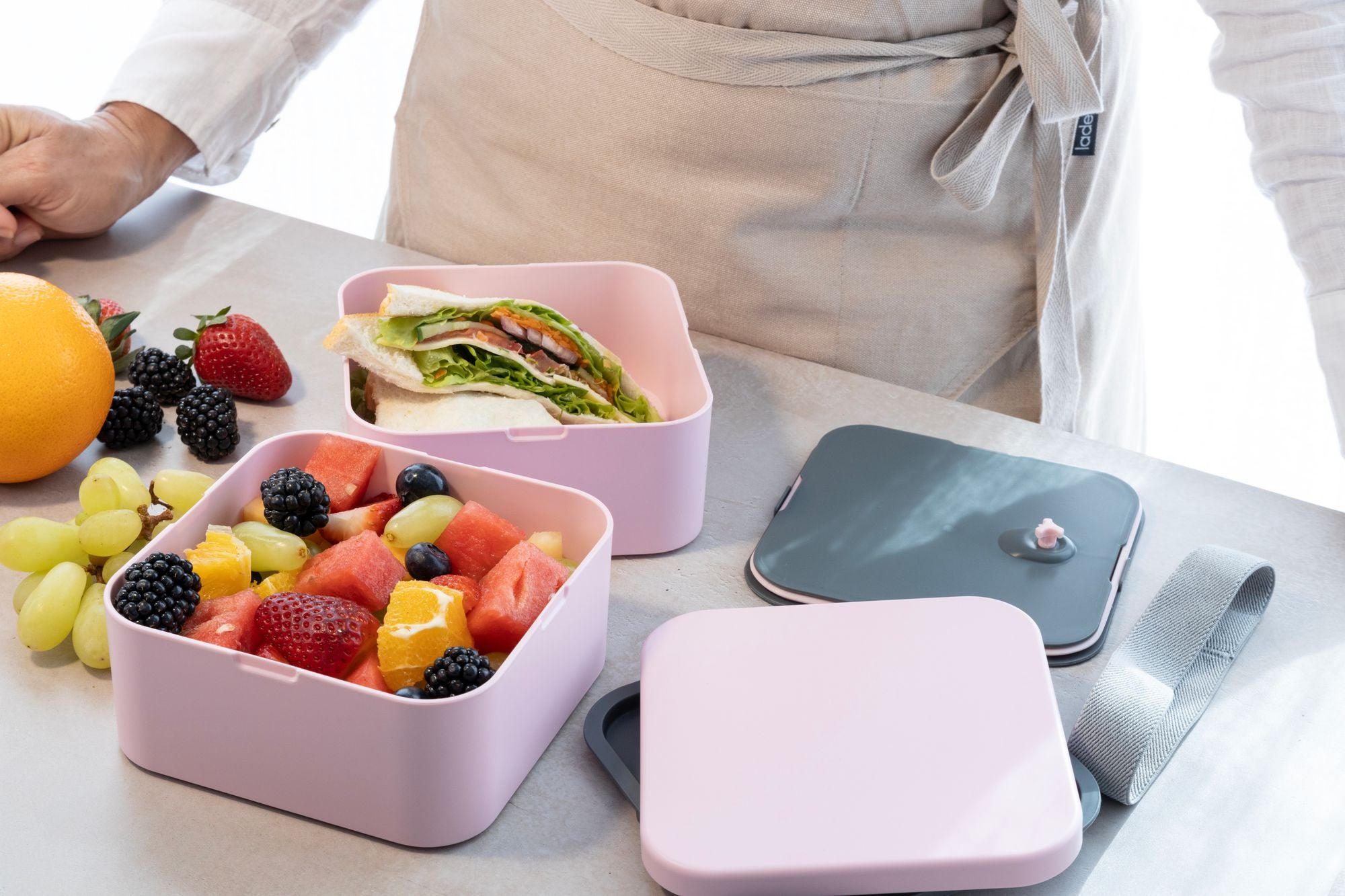 Cuisena RPET Square 2-Layer Bento Box Pink