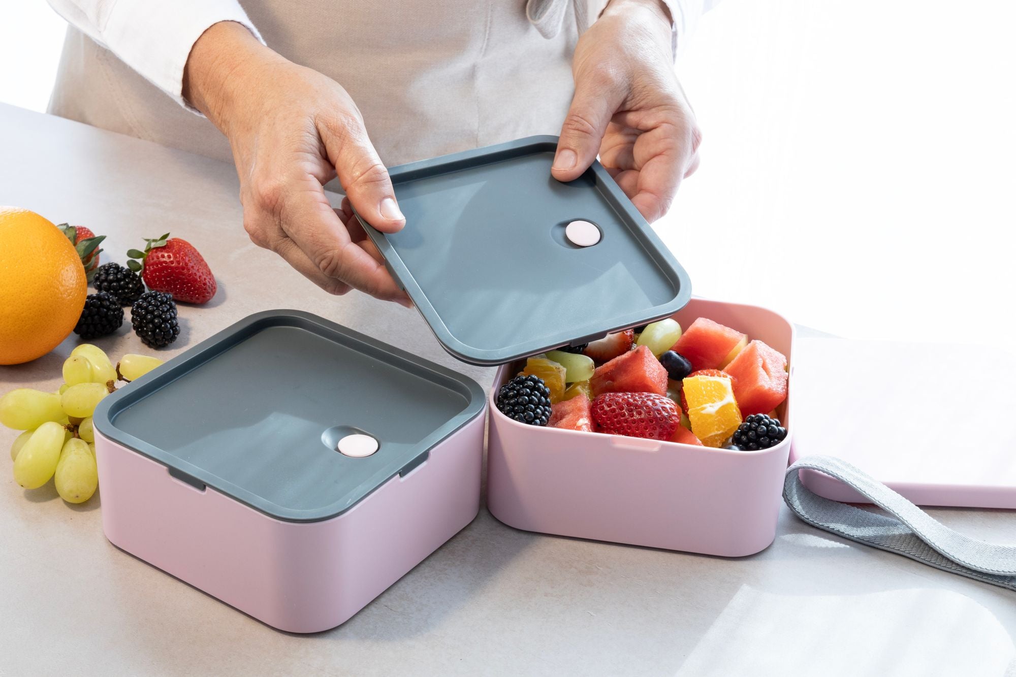 Cuisena RPET Square 2-Layer Bento Box Pink