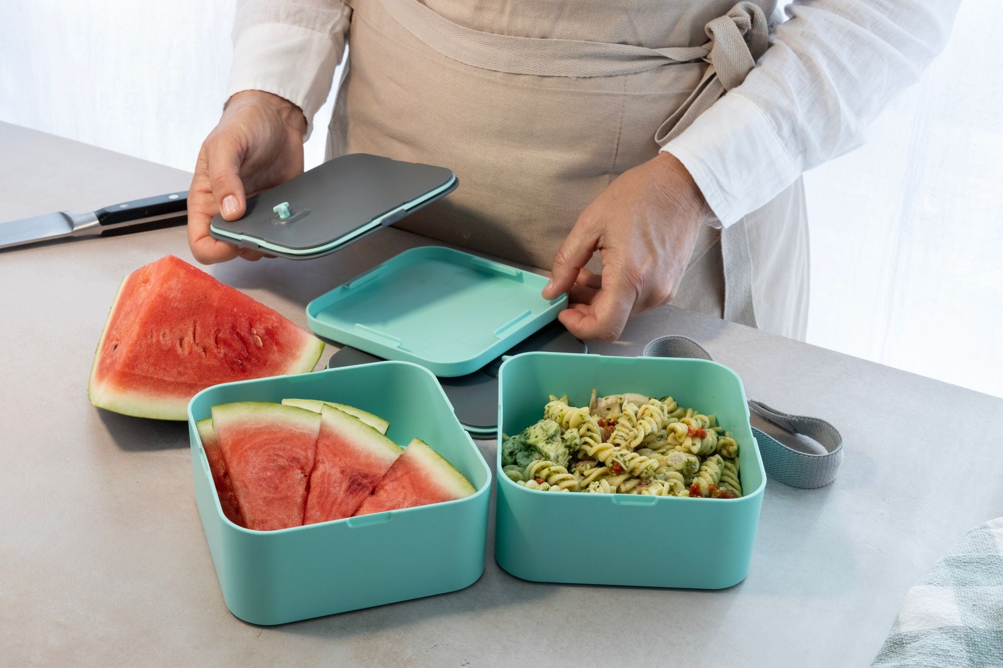 Cuisena RPET Square 2-Layer Bento Box Aqua